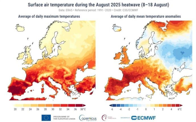 El agosto más caluroso de la historia reciente sacude el suroeste de Europa